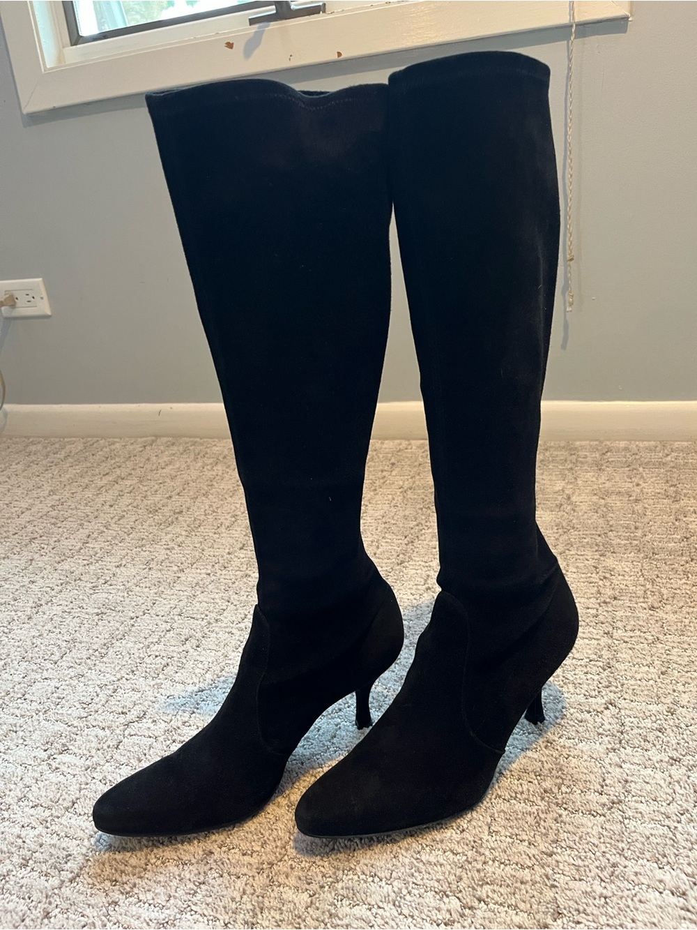 Stuart Weitzman Black Suede Over-the-Knee Boots